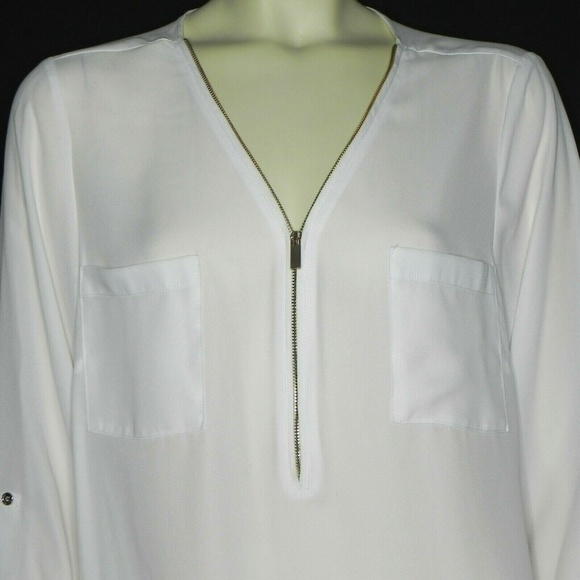 Zac & Rachel Tops - Zac & Rachel Simple White Blouse Semi Sheer